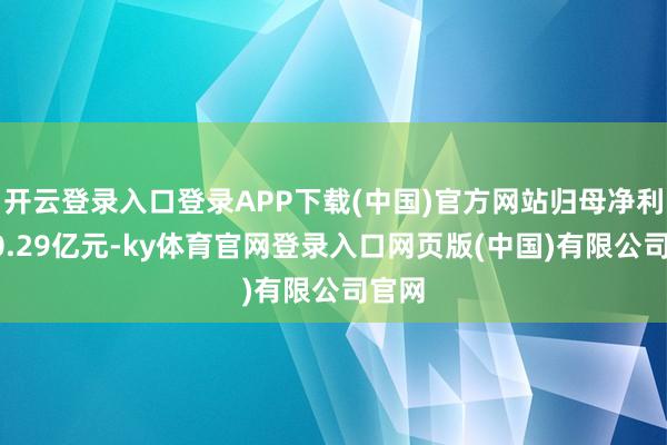 开云登录入口登录APP下载(中国)官方网站归母净利润10.29亿元-ky体育官网登录入口网页版(中国)有限公司官网